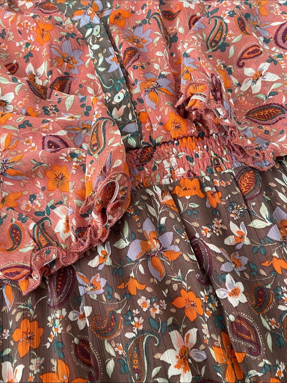 Anthropologie Rust Multi-Print Tiered Maxi Dress - Picture 6 of 12